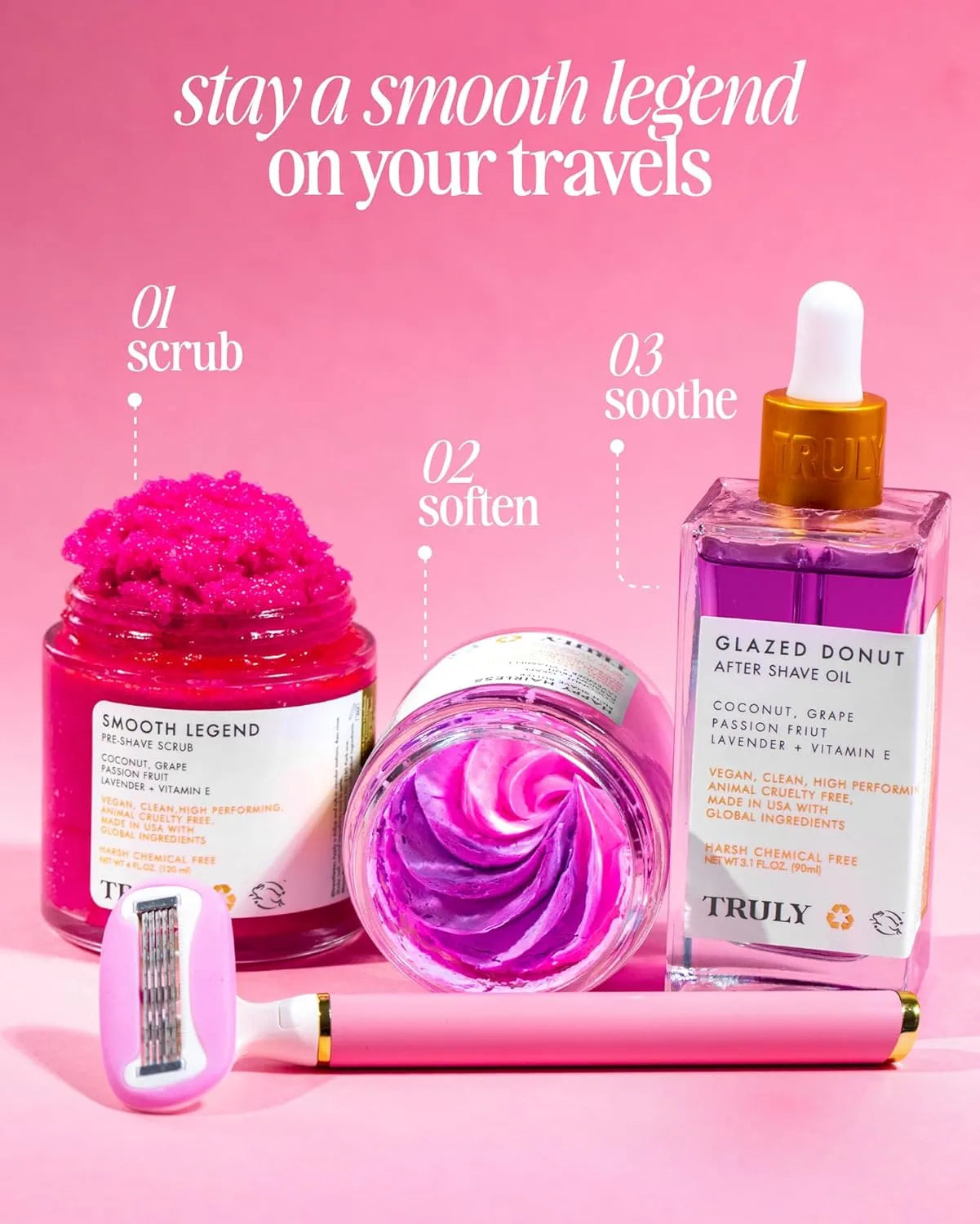 Kit Completo Truly de Afeitado Hidratante para Piel Suave y Sin Irritación